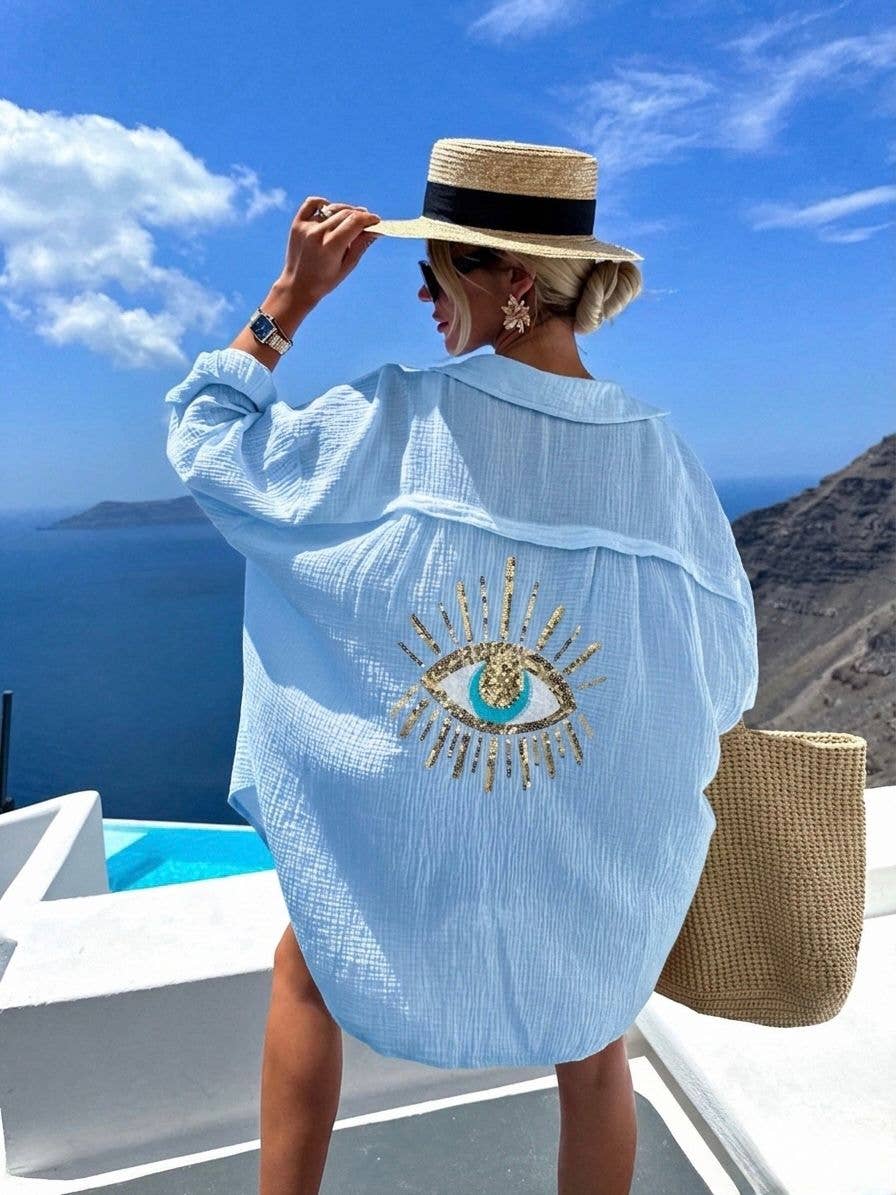 Chemise gaze de coton avec motif oeil - 6622